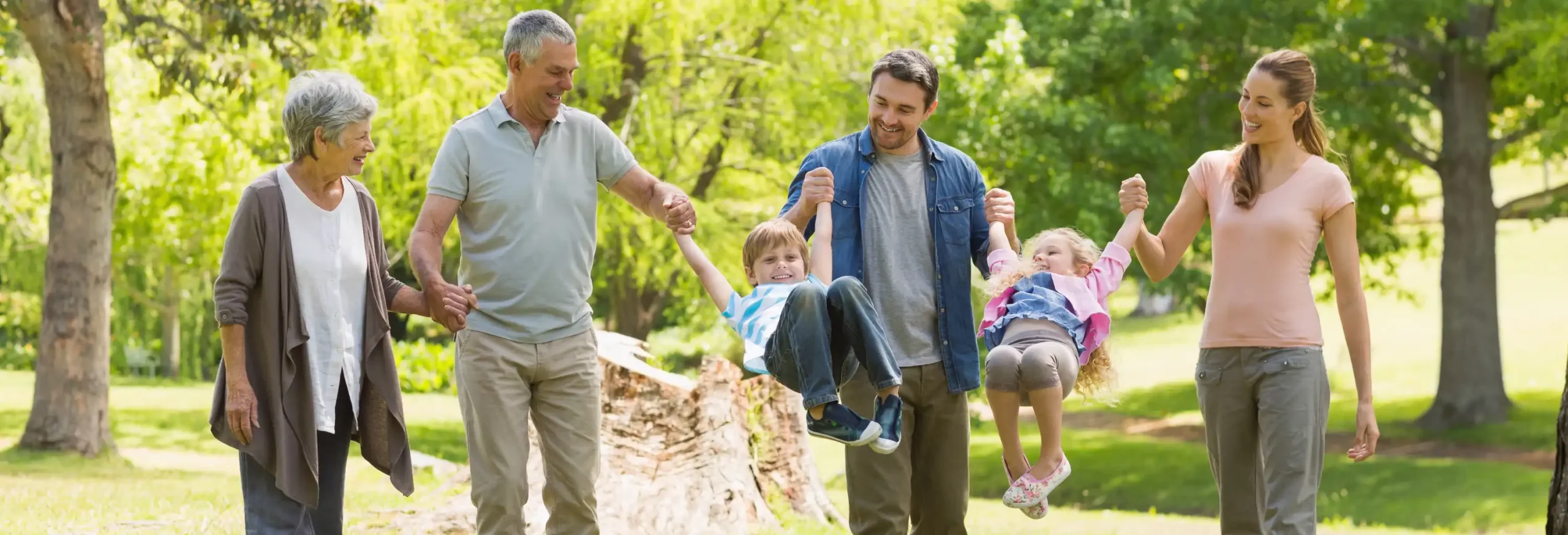 happy outdoors family